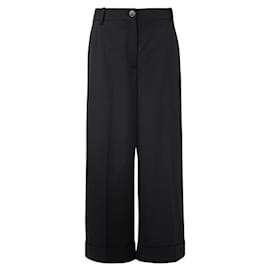 Valentino-Pantalones de pernera ancha con puños de Valentino-Negro