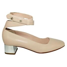 Autre Marque-Anteprima Beige Round Toe Sandals with Silver Heels-Beige