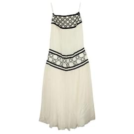 Tory Burch-Tory Burch Black and White Strapless Evening Maxi Dress-White