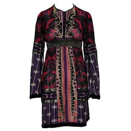 Anna Sui-Anna Sui Lila bedrucktes langärmliges Kleid-Lila