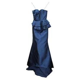 Autre Marque-Vestido azul marino sin tirantes de diseñador contemporáneo-Azul marino