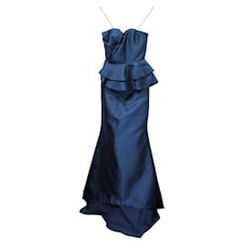 Autre Marque-Robe bustier bleu marine de créateur contemporain-Bleu Marine