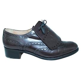 Church's-Church'S Dark Brown Laser Cut Constance Shoes-Brown