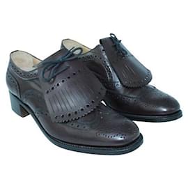 Church's-Church'S Dark Brown Laser Cut Constance Shoes-Brown