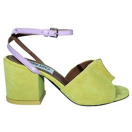 Kenzo Yellow Suede Block Heels Yellow
