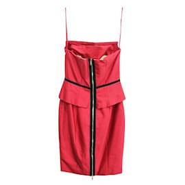 Dsquared2-Dsquared2 Strapless Elegant Red Cocktail Dress-Red