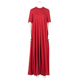 Lanvin-Vestido largo de crepé elástico con cuello redondo de Lanvin-Roja