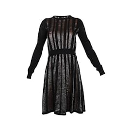 Autre Marque-ZEITGENÖSSISCHES DESIGNER-Kleid in Grau und Schwarz-Schwarz