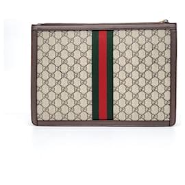 Gucci-Gucci Supreme Portfolio Clutch (523359)-Mehrfarben,Beige
