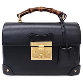 Gucci-Gucci  Padlock Bamboo Shoulder Bag Small (603221)-Black