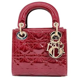 Christian Dior-Christian Dior Bolsa Feminina Patente Mini-Vermelho