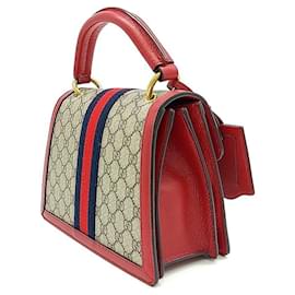 Gucci-Gucci  Queen Margaret Top Handle Bag (476541)-Red,Beige,Other