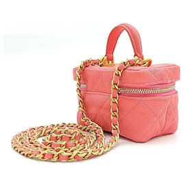 Chanel-Chanel  Caviar Vanity Mini Chain Crossbody Bag-Pink