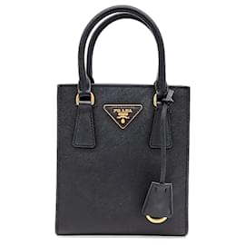 Prada-Prada  Saffiano Lux Tote and Crossbody Bag (1BA358)-Black