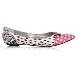 Marc Jacobs-MARC JACOBS Pink Snakeskin Embossed Leather Pointed-Toe Flats-Other