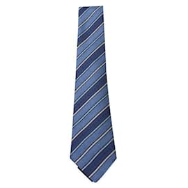 Louis Vuitton-Louis Vuitton Cravate à imprimé monogramme rayé bleu foncé-Bleu