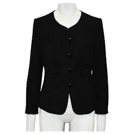 Armani-Armani Black Striped Blazer With Pleats-Black