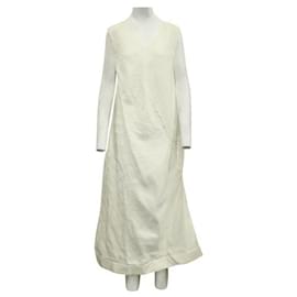 Autre Marque-Robe longue sans manches ivoire de créateur contemporain-Écru