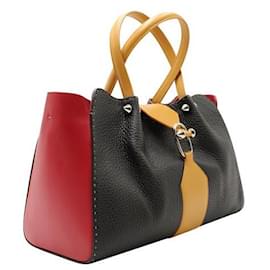 Autre Marque-Zeitgenössische Designer-Lederhandtasche in drei Farben-Schwarz