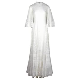 Dior-SS20 Vestido largo de encaje blanco de Runway-Blanco