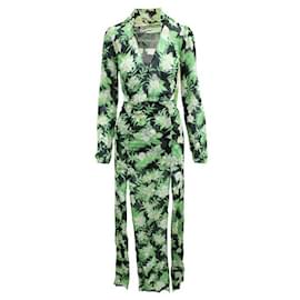 Reformation-Vestido maxi estampado verde Reformation com mangas compridas e costas abertas-Verde