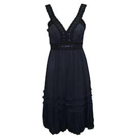 Autre Marque-Contemporary Designer Dark Blue Evening Dress-Blue