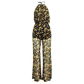 Reformation-Reformation Yellow Print Jumpsuit With Open Back-Yellow