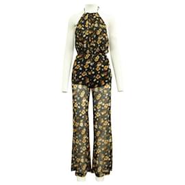 Reformation-Reformation Yellow Print Jumpsuit With Open Back-Yellow