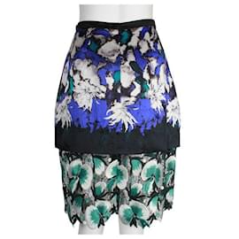 Peter Pilotto-Peter Pilotto Multicoloured Hammered Silk & Lace Anna Skirt-Multiple colors