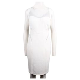 Autre Marque-CONTEMPORARY DESIGNER Cut Out Lace Waits Midi Dress-White