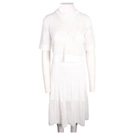 Autre Marque-CONTEMPORARY DESIGNER Eyelets Drop Top and Skirt-White