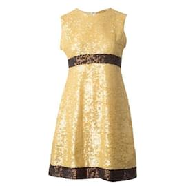 Autre Marque-CONTEMPORARY DESIGNER Empire Cut Sequin Dress-Golden