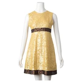 Autre Marque-CONTEMPORARY DESIGNER Empire Cut Sequin Dress-Golden