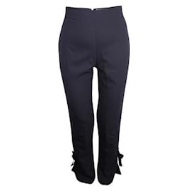 Gianni Versace-GIANNI VERSACE Navy Pants With Bows-Navy blue
