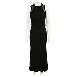 Autre Marque-Contemporary Designer Long Black Evening Dress-Black