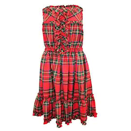 D&G-Trägerloses Kleid mit Schottenmuster von D&G-Rot