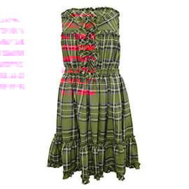 D&G-D&G Strapless Tartan Dress-Red