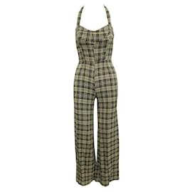 Reformation-REFORMATION Checked Maxi Oversized Jumpsuit-Brown