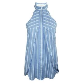 Autre Marque-Dion Lee Blue Striped Deconstructed Shirt-Blue
