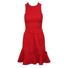 Autre Marque-CINQ Ã€ SEPT Vestido Elegante Rojo con Cinturón-Roja