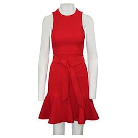 Autre Marque-CINQ Ã€ SEPT Red Elegant Dress with Belt-Red