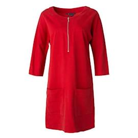 Autre Marque-CONTEMPORARY DESIGNER Zipper Bubble Pocket Dress-Red