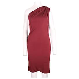 Gucci-GUCCI – Drapiertes Kleid in Ziegelfarbe mit One-Shoulder-Träger-Braun