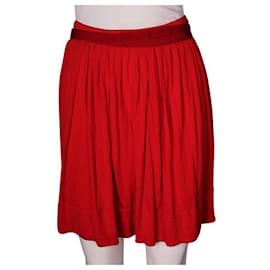 Céline-CELINE Red Pleated Skirt-Red