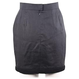 Chanel-CHANEL High-Waist Linen Skirt with Tweed Details-Black