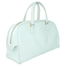 Valextra-VALEXTRA Cream Hand Bag With Gold Zipper-White