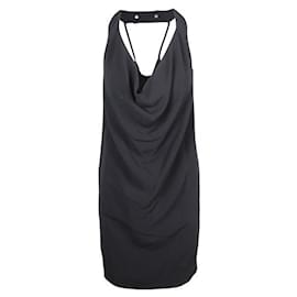 Céline-CELINE Black Strappy Black Cowl Neck Dress-Black