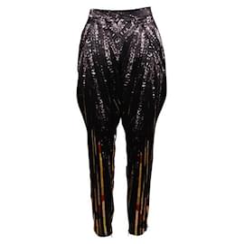 Givenchy-GIVENCHY Pantalones caídos con estampado multicolor en el interior de la pernera-Negro