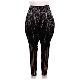 Givenchy-GIVENCHY Pantalones caídos con estampado multicolor en el interior de la pernera-Negro