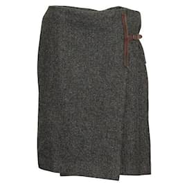 Hermès-HERMÈS Cashmere Wrap Skirt-Grey